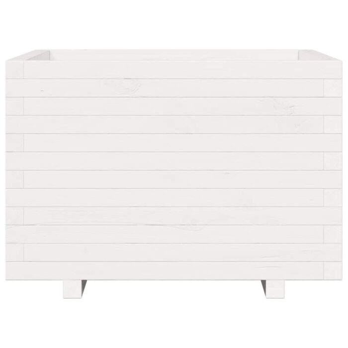 Jardinière blanc 70x70x49,5 cm bois de pin massif – Image 3
