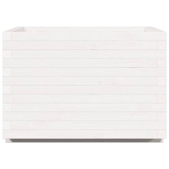 Jardinière blanc 70x70x49,5 cm bois de pin massif – Image 4