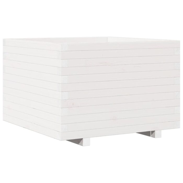 Jardinière blanc 70x70x49,5 cm bois de pin massif – Image 5