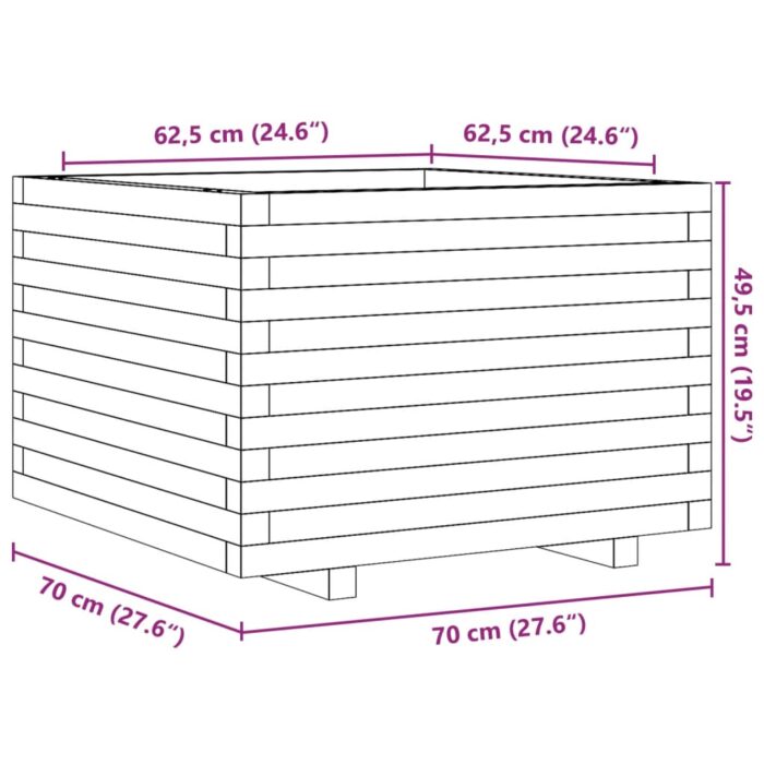 Jardinière blanc 70x70x49,5 cm bois de pin massif – Image 8