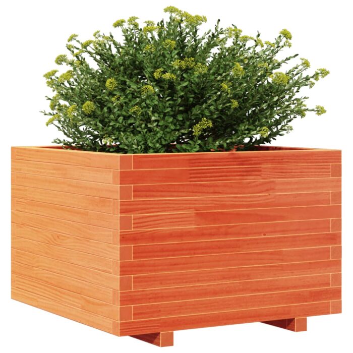 Jardinière cire marron 70x70x49,5 cm bois de pin massif – Image 2