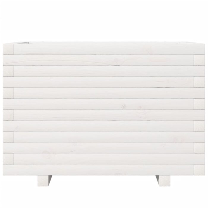 Jardinière blanc 70x40x49,5 cm bois de pin massif – Image 3