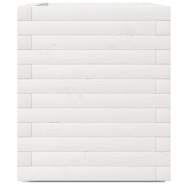 Jardinière blanc 70x40x49,5 cm bois de pin massif – Image 4