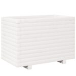 Jardinière blanc 70x40x49,5 cm bois de pin massif – Image 5