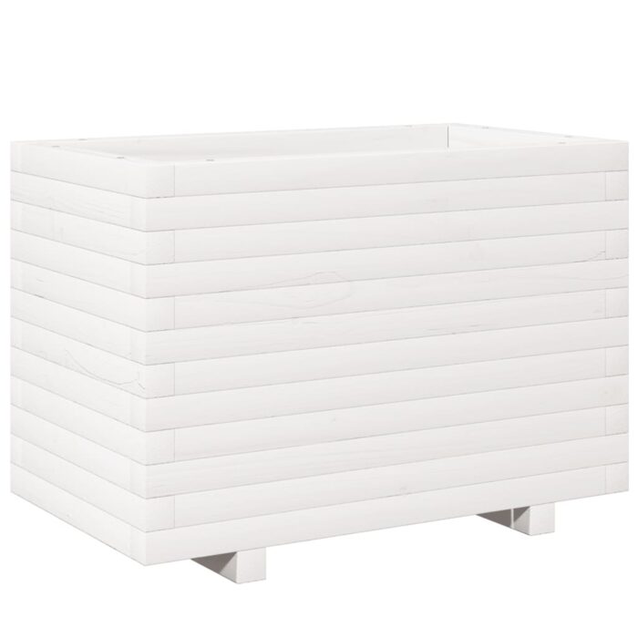 Jardinière blanc 70x40x49,5 cm bois de pin massif – Image 5