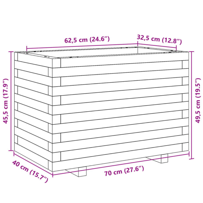 Jardinière blanc 70x40x49,5 cm bois de pin massif – Image 8