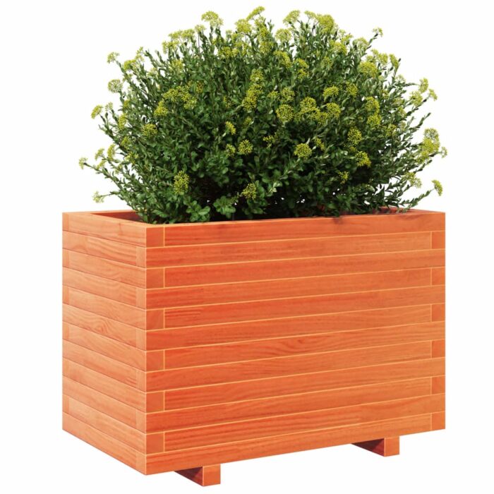 Jardinière cire marron 70x40x49,5 cm bois de pin massif – Image 2