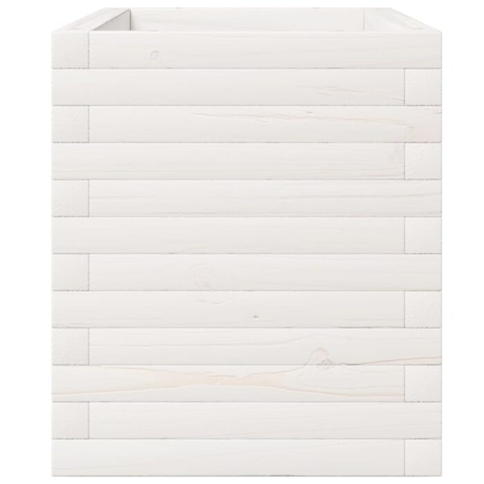 Jardinière blanc 110x40x49,5 cm bois de pin massif – Image 4