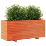 Jardinière cire marron 110x40x49,5 cm bois de pin massif – Image 2