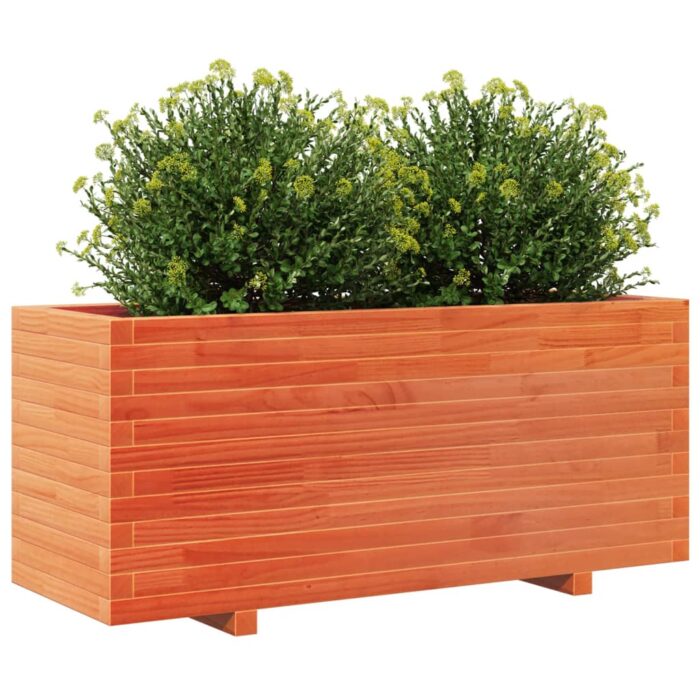 Jardinière cire marron 110x40x49,5 cm bois de pin massif – Image 2