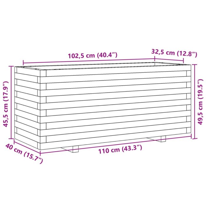 Jardinière cire marron 110x40x49,5 cm bois de pin massif – Image 8