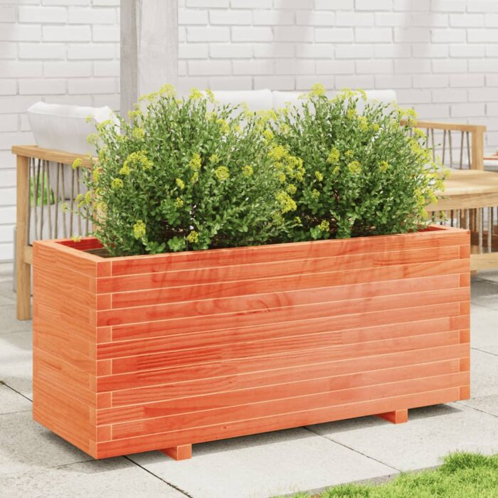 Jardinière cire marron 110x40x49,5 cm bois de pin massif – Image 1