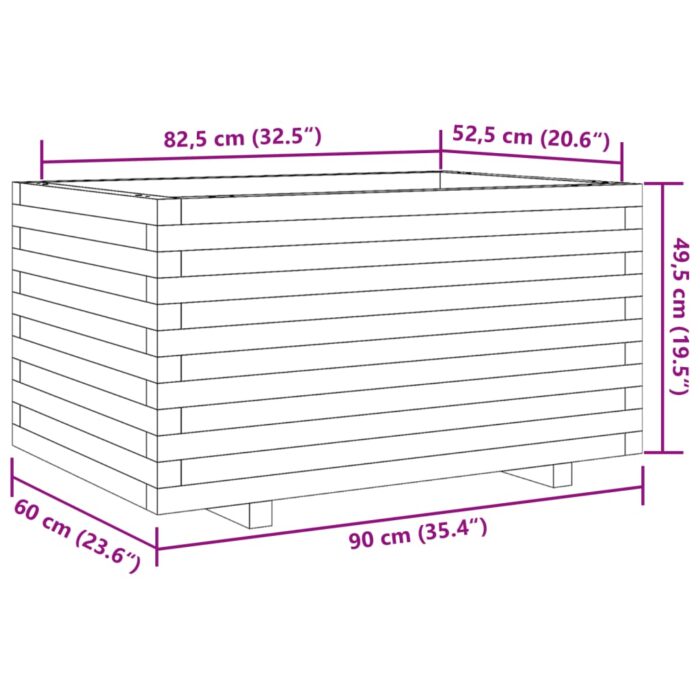 Jardinière 90x60x49,5 cm bois de pin massif – Image 8