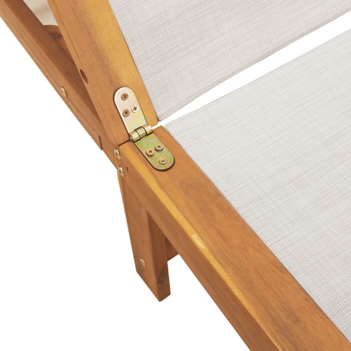 Chaise longue gris bois d'acacia solide et textilène – Image 5