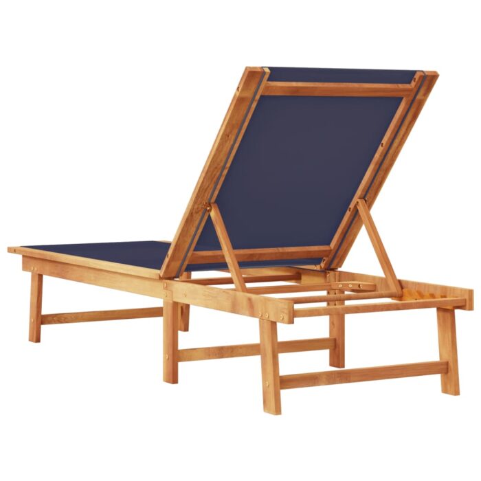 Chaise longue bleu bois d'acacia solide et textilène – Image 3