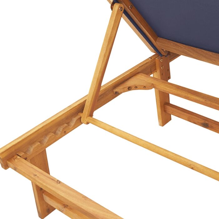 Chaise longue bleu bois d'acacia solide et textilène – Image 6