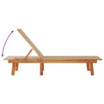 Chaise longue taupe bois d'acacia solide et textilène – Image 4