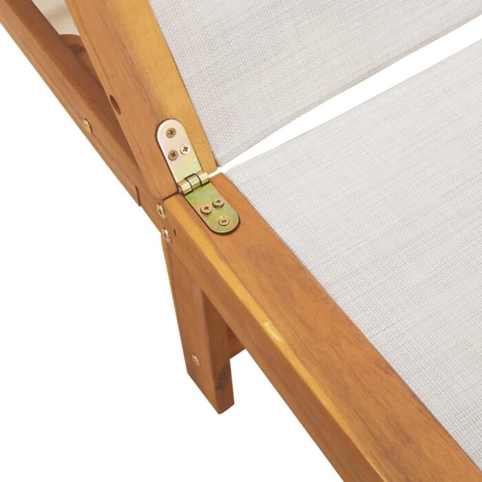 Chaise longue et table gris bois d'acacia solide et textilène – Image 5