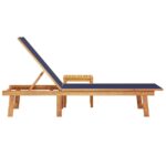 Chaise longue et table bleu bois d'acacia solide et textilène – Image 2