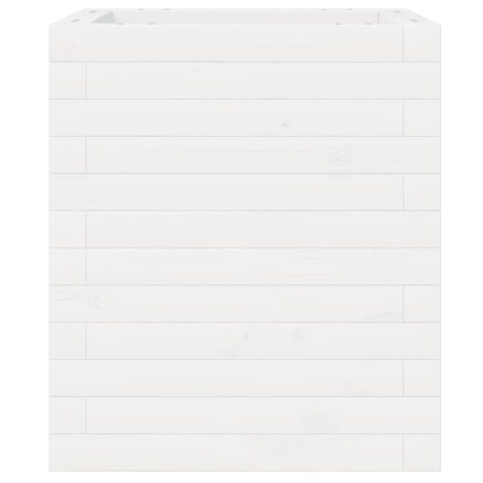 Jardinière blanc 40x40x46 cm bois de pin massif – Image 3