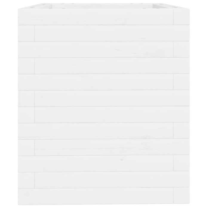Jardinière blanc 40x40x46 cm bois de pin massif – Image 4