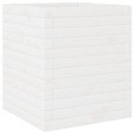 Jardinière blanc 40x40x46 cm bois de pin massif – Image 5