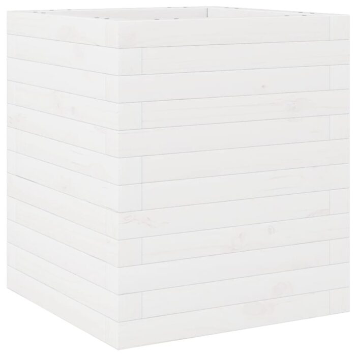 Jardinière blanc 40x40x46 cm bois de pin massif – Image 5