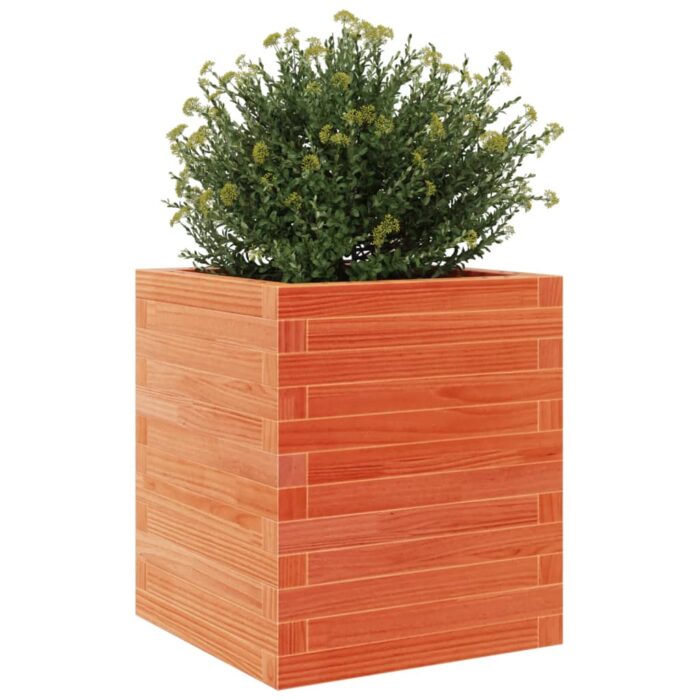 Jardinière cire marron 40x40x46 cm bois de pin massif – Image 2