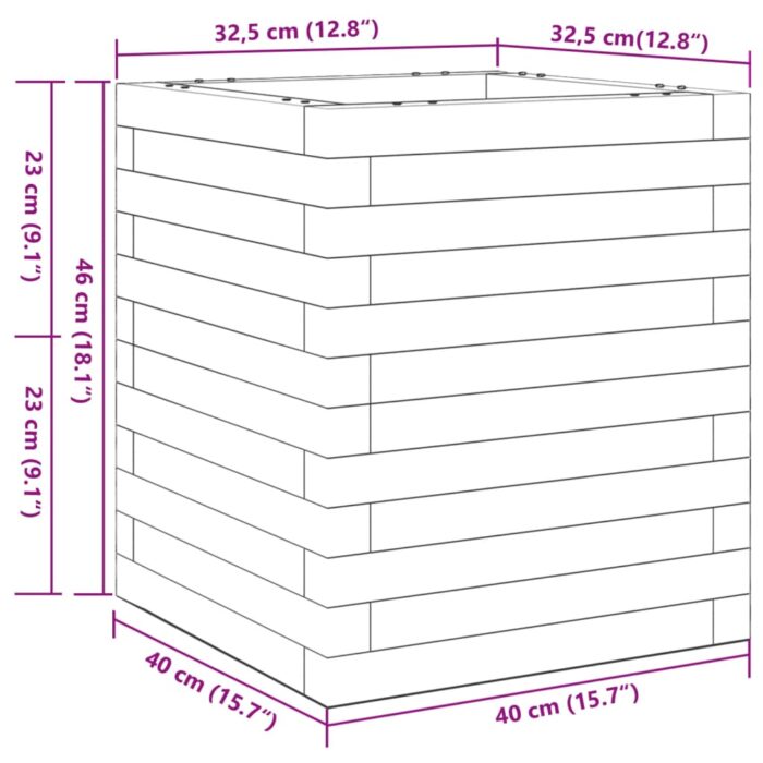 Jardinière cire marron 40x40x46 cm bois de pin massif – Image 8