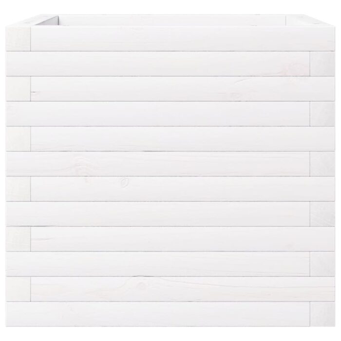 Jardinière blanc 50x50x46 cm bois de pin massif – Image 3