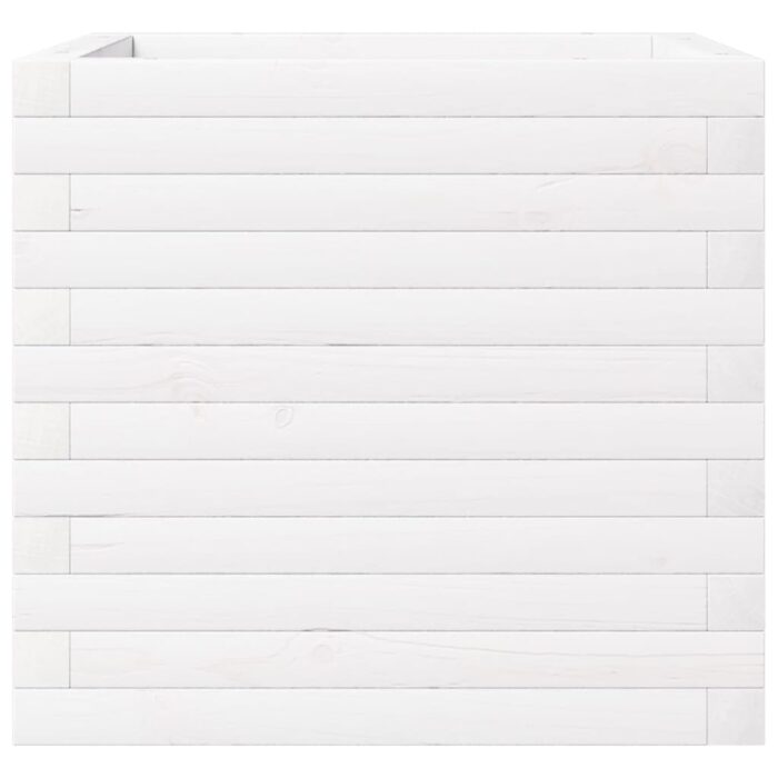 Jardinière blanc 50x50x46 cm bois de pin massif – Image 4