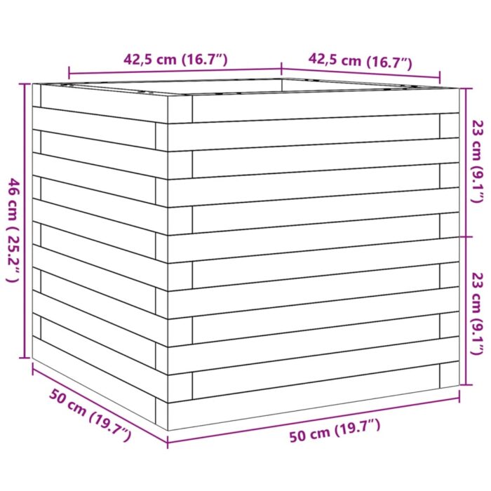 Jardinière cire marron 50x50x46 cm bois de pin massif – Image 8