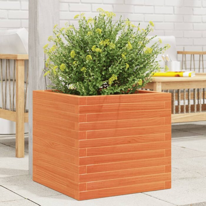 Jardinière cire marron 50x50x46 cm bois de pin massif – Image 1