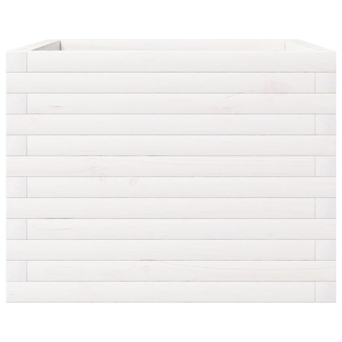 Jardinière blanc 60x60x46 cm bois de pin massif – Image 3