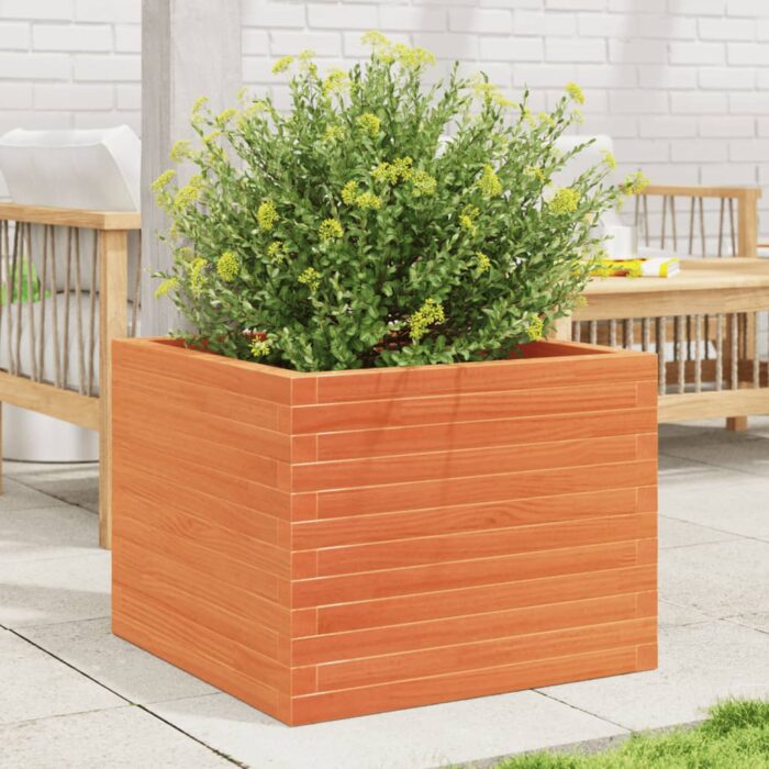 Jardinière cire marron 60x60x46 cm bois de pin massif – Image 1