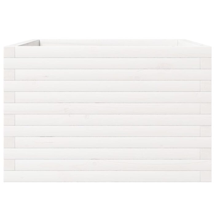 Jardinière blanc 70x70x46 cm bois de pin massif – Image 3