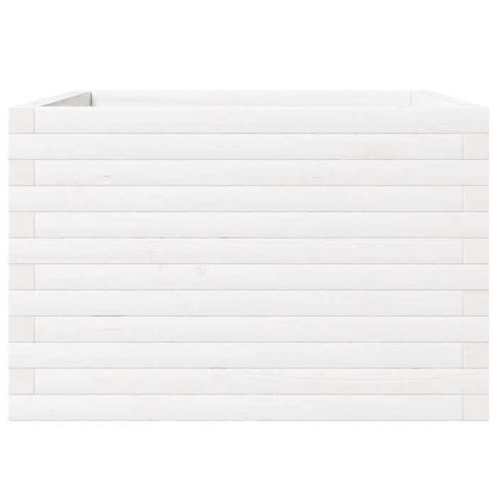 Jardinière blanc 70x70x46 cm bois de pin massif – Image 4