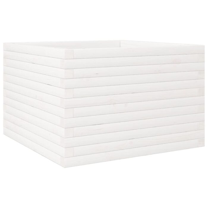 Jardinière blanc 70x70x46 cm bois de pin massif – Image 5