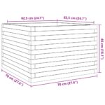 Jardinière blanc 70x70x46 cm bois de pin massif – Image 8
