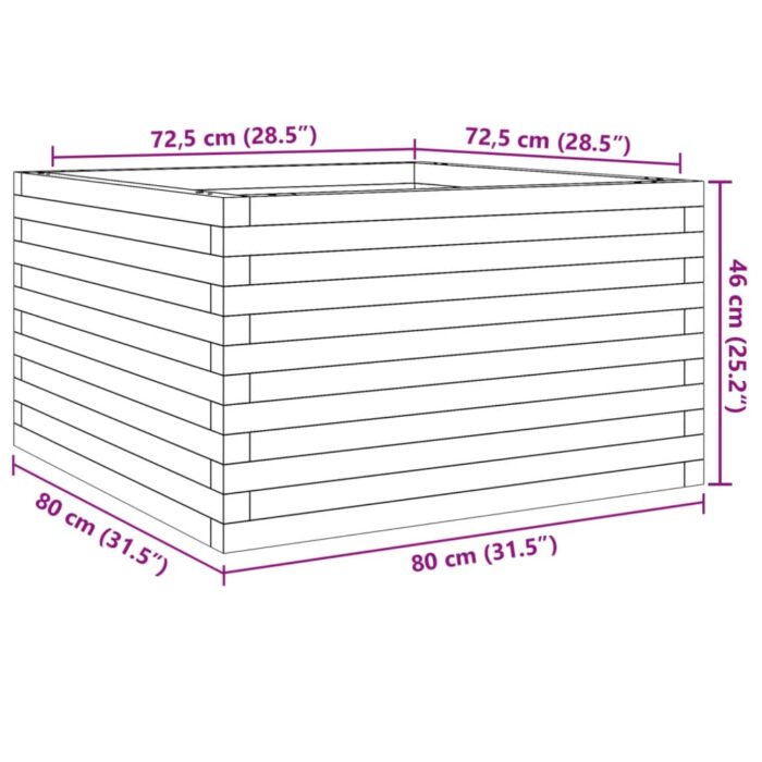 Jardinière 80x80x46 cm bois de pin massif – Image 8