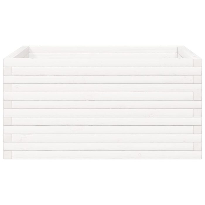 Jardinière blanc 90x90x46 cm bois de pin massif – Image 3