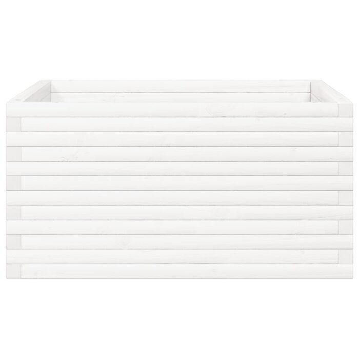 Jardinière blanc 90x90x46 cm bois de pin massif – Image 4