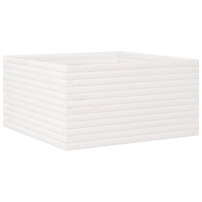 Jardinière blanc 90x90x46 cm bois de pin massif – Image 5