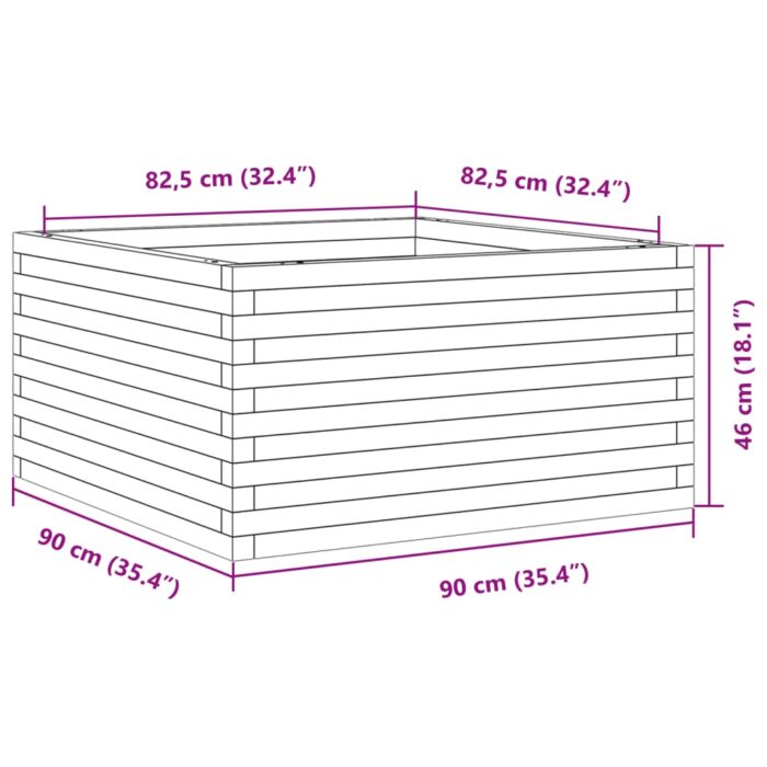 Jardinière blanc 90x90x46 cm bois de pin massif – Image 8