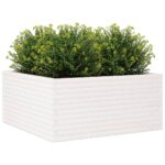 Jardinière blanc 100x100x46 cm bois de pin massif – Image 2