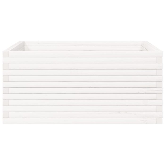 Jardinière blanc 100x100x46 cm bois de pin massif – Image 3