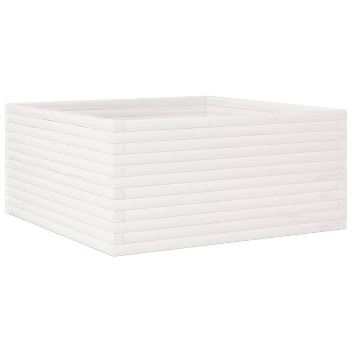 Jardinière blanc 100x100x46 cm bois de pin massif – Image 5