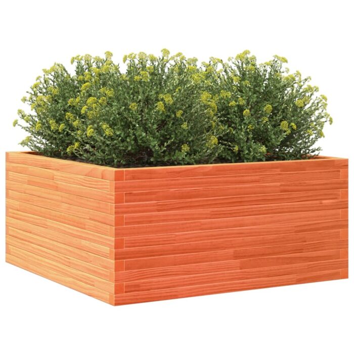 Jardinière cire marron 100x100x46 cm bois de pin massif – Image 2