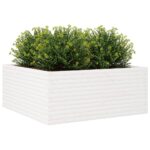 Jardinière blanc 110x110x46 cm bois de pin massif – Image 2