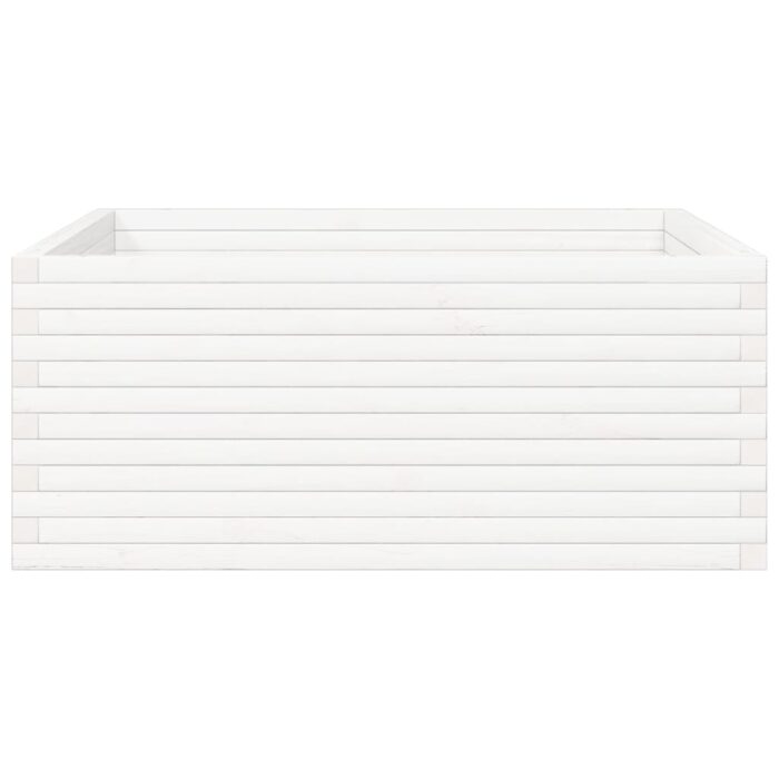Jardinière blanc 110x110x46 cm bois de pin massif – Image 3